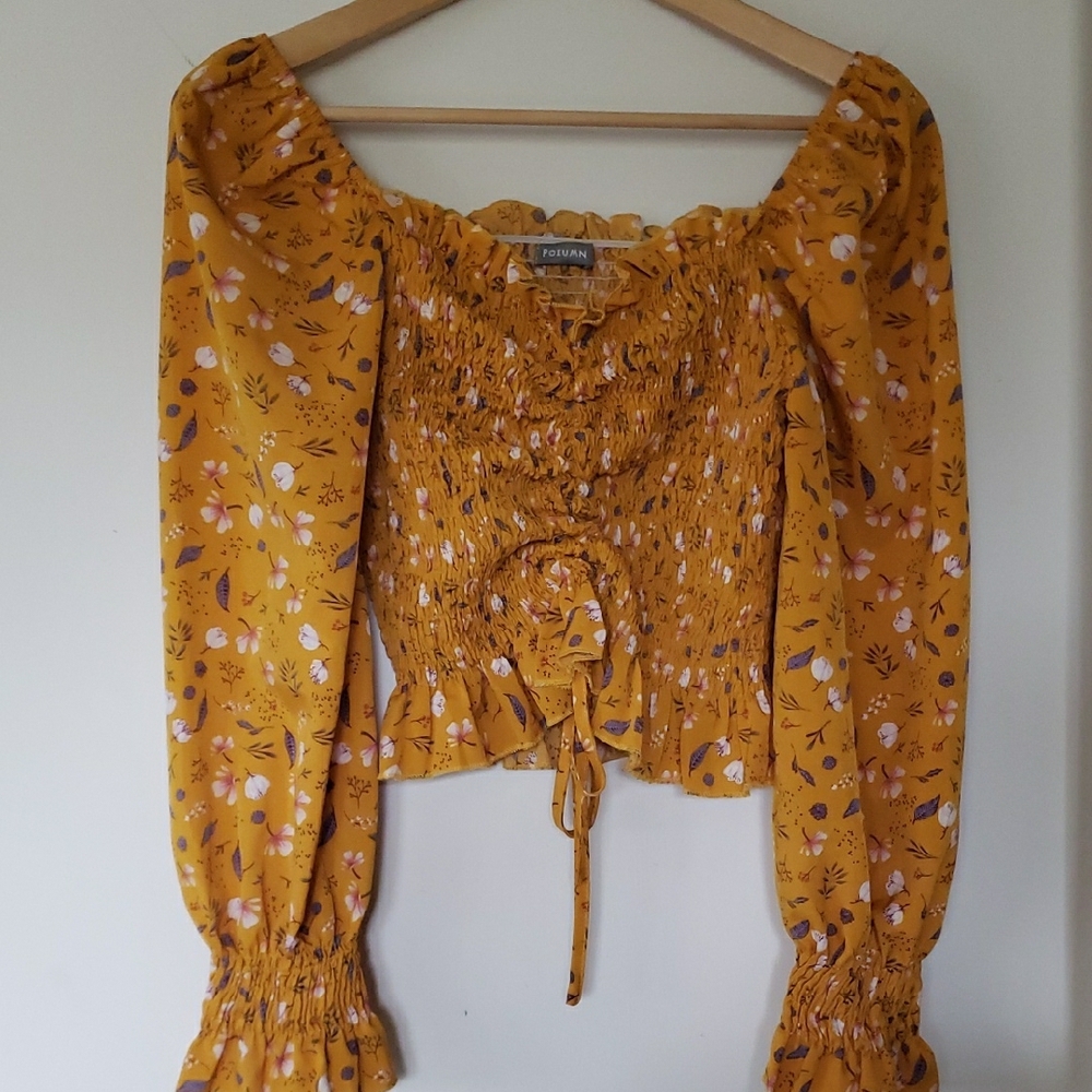 Floral Yellow Off-Shoulder Top